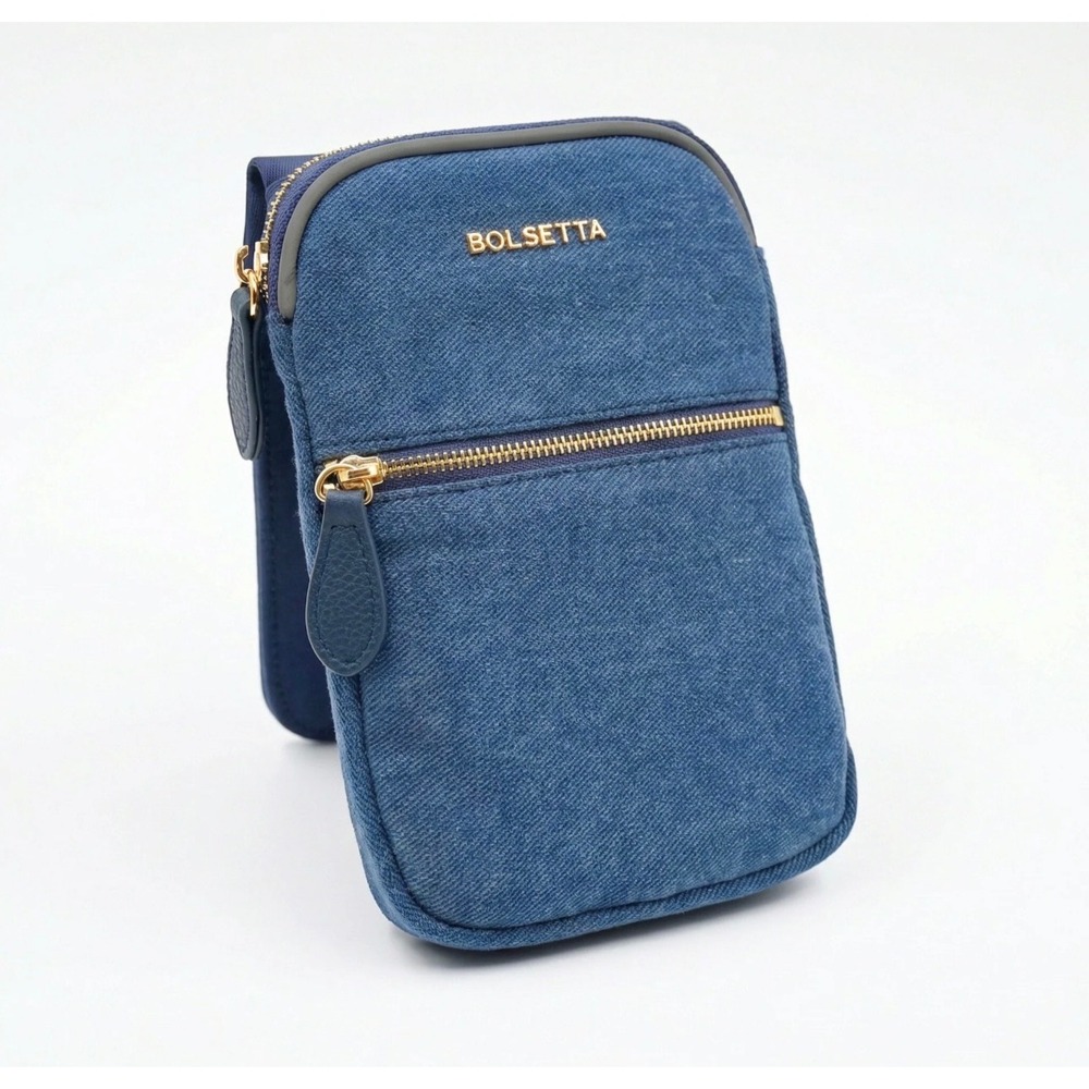 Bolsetta Magnetic Hip Pouch B25-DNM Denim Blue RFID Blocking Beltless Bag NEW